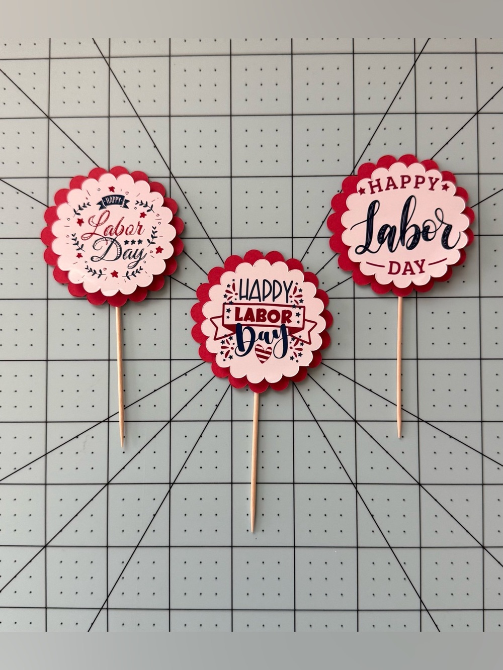 12 set Labor Day Cupcake Picks